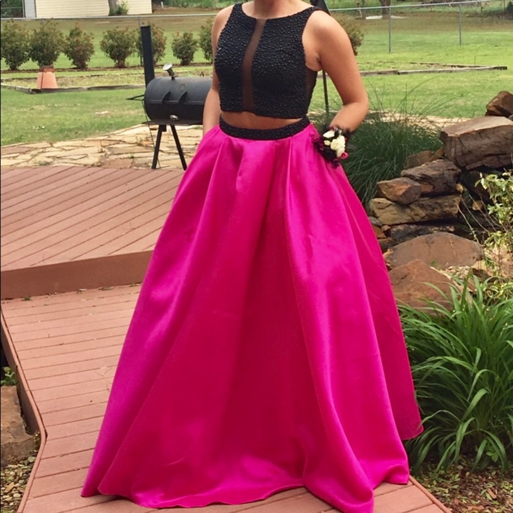 Pink by Alexia Prom Dress Fushia/Blk 2 Piece Sz 6